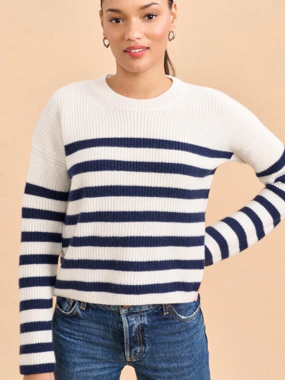 La Ligne Navy and White Striped Crewneck Sweater